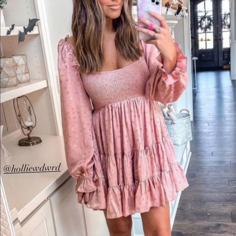 BRAND NEW Vici Smocked Metallic Babydoll Dress
